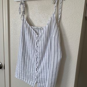 A&F Linen Blend Button Down Cami with Tie Straps